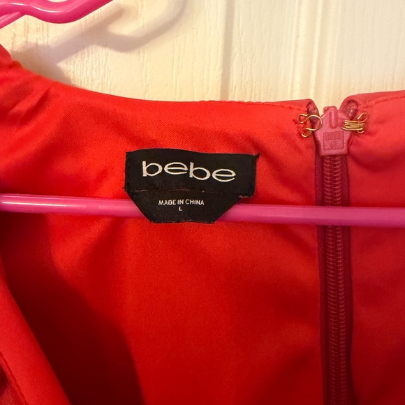 Bebe faux leather Vibrant Red Asymmetrical Dress - Picture 4 of 6